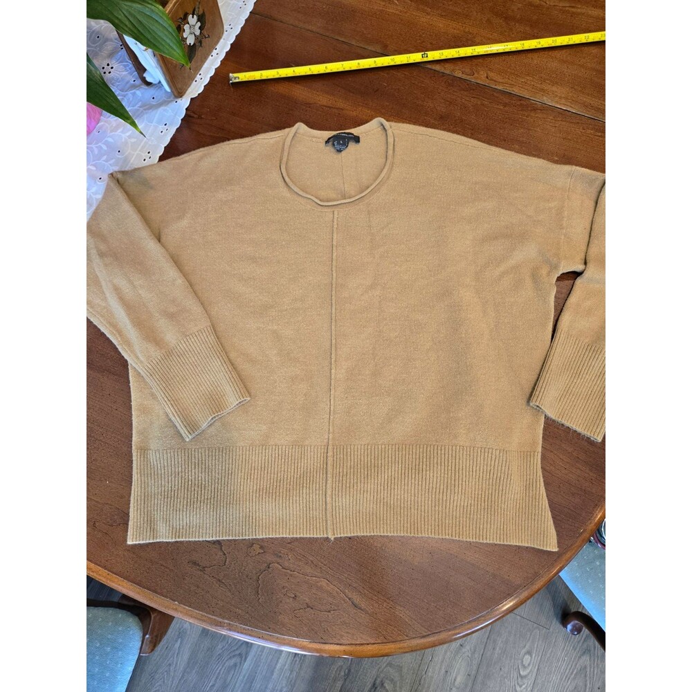 French Connection Women's Beige Solid Knit Crew Neck Pullover Sweater L